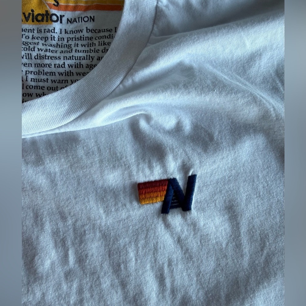 Aviator Nation White Boyfriend Tee, Size Small - Picture 5 of 5